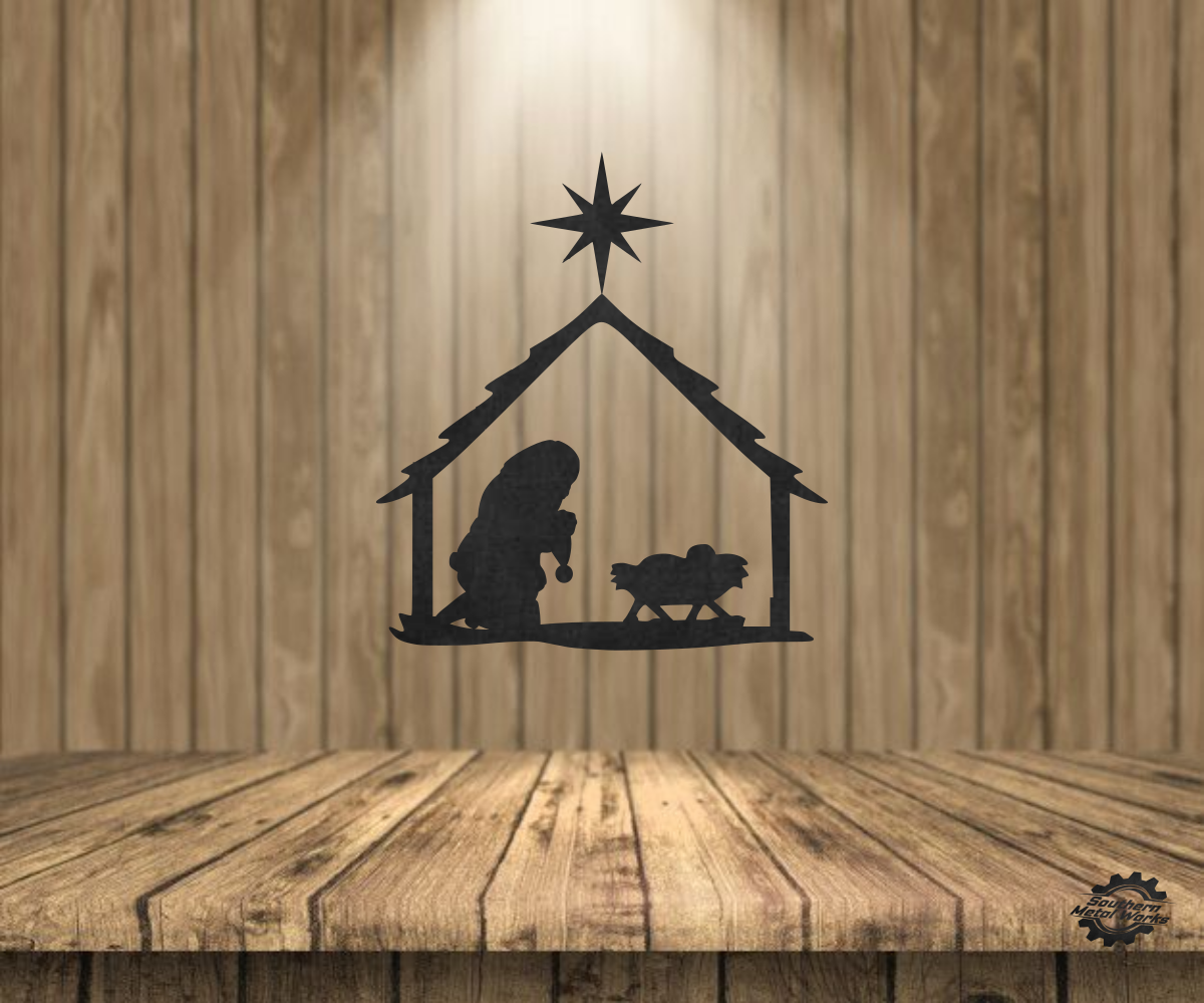 Santa | Praying | Baby Jesus | Santa Praying over baby Jesus | Christian decor | Metal wall art