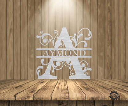 Personalized Split Letter Monogram-Metal Wall Art Décor